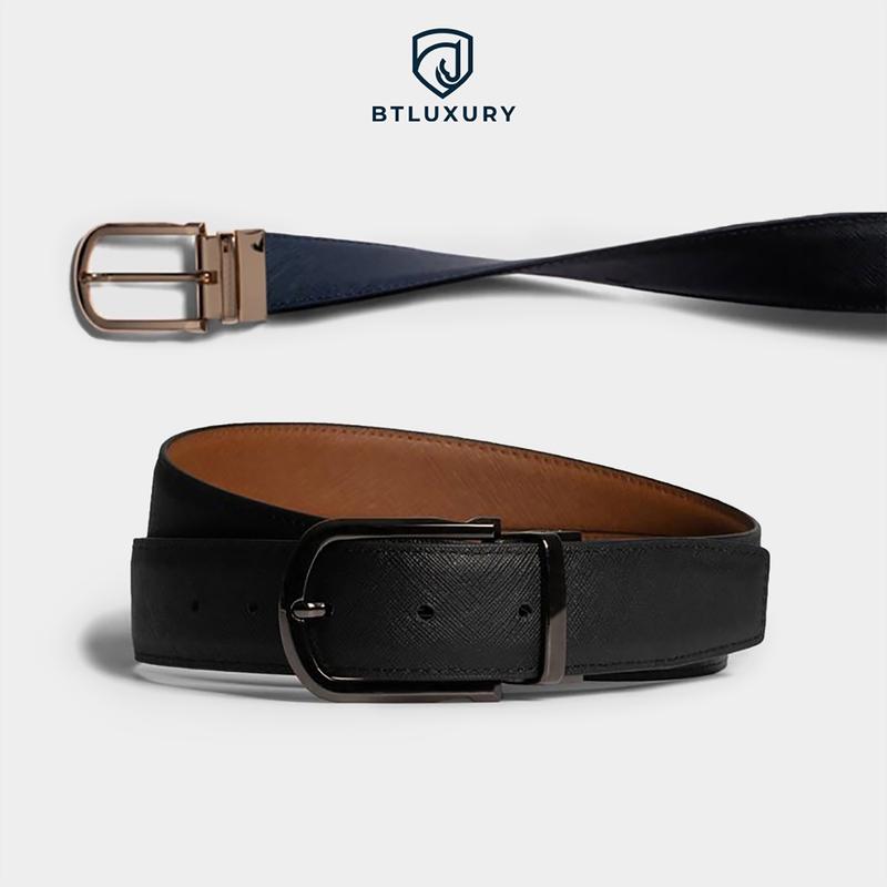 Thắt Lưng Nam MERCURY Mặt Xoay 2 Chiều Dây nịt Nam mặt khóa kim thép không rỉ Dây da Taiga cao cấp Thương Hiệu BTLUXURY Belt