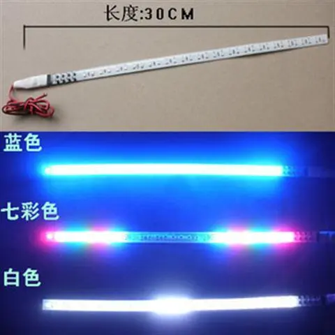 แถบไฟแฟลช, สีสันสดใส, ไฟฟ้า 12V, ไฟ LED ตกแต่ง, เหมาะสำหรับรถจักรยานยนต์, ไฟเลี้ยว, ไฟกระพริบที่สว่างมาก, การออกแบบสี, [แสงสีฟ้าและสีขาว]