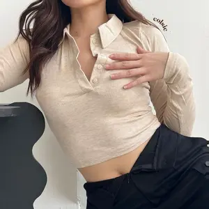 COLSIE - GIA Top - Atasan Rajut Knit Top Longsleeve Lengan Panjang Coklat Fit