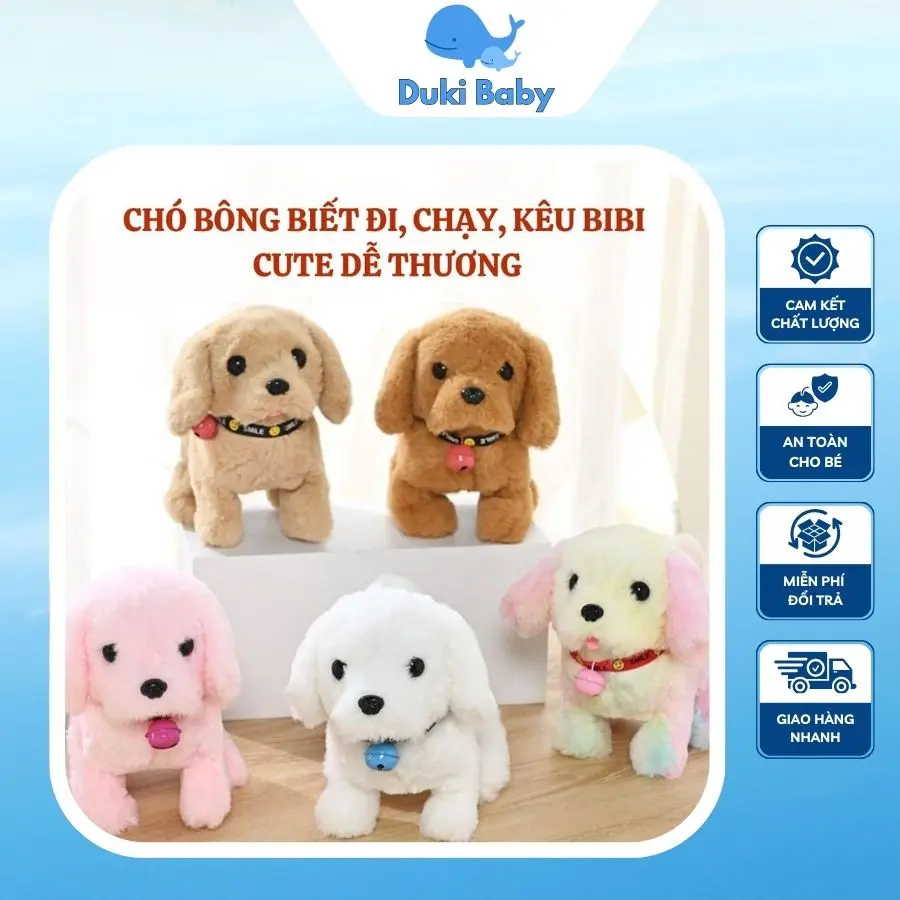 Chó bông đồ chơi biết đi, kêu, vẫy đuôi cực đáng yêu cho bé thích thú