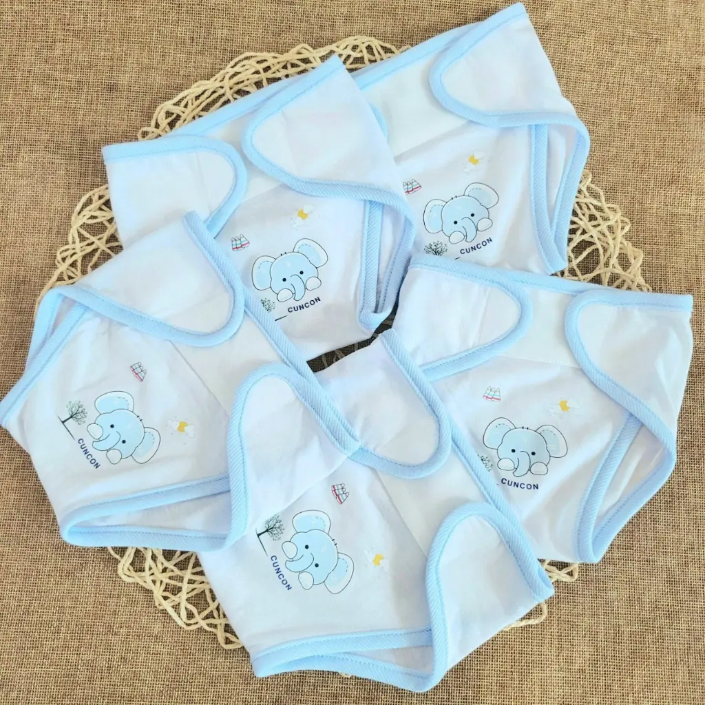 (3-7kg) Set 5 Tả Vải Dán Trắng In Viền Màu Cho Bé - Hiệu Cún Con Bỉm Kem