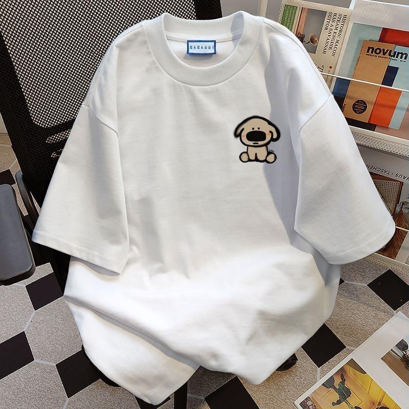 Product Introduction of 100% Cotton Puppy Cute Printed Short Sleeve T-Shirt Unisex Summer Loose Top boxy  shirt oversized  shirt  men 1