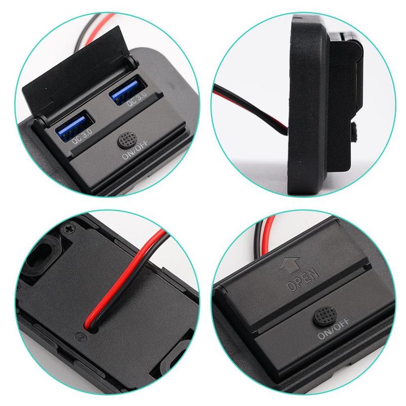 Product Introduction of Quick Charge PD Type C Dual USB Ports Car Bus Charger Socket Adapter 12V/24V USB Power Panel F7C2 63