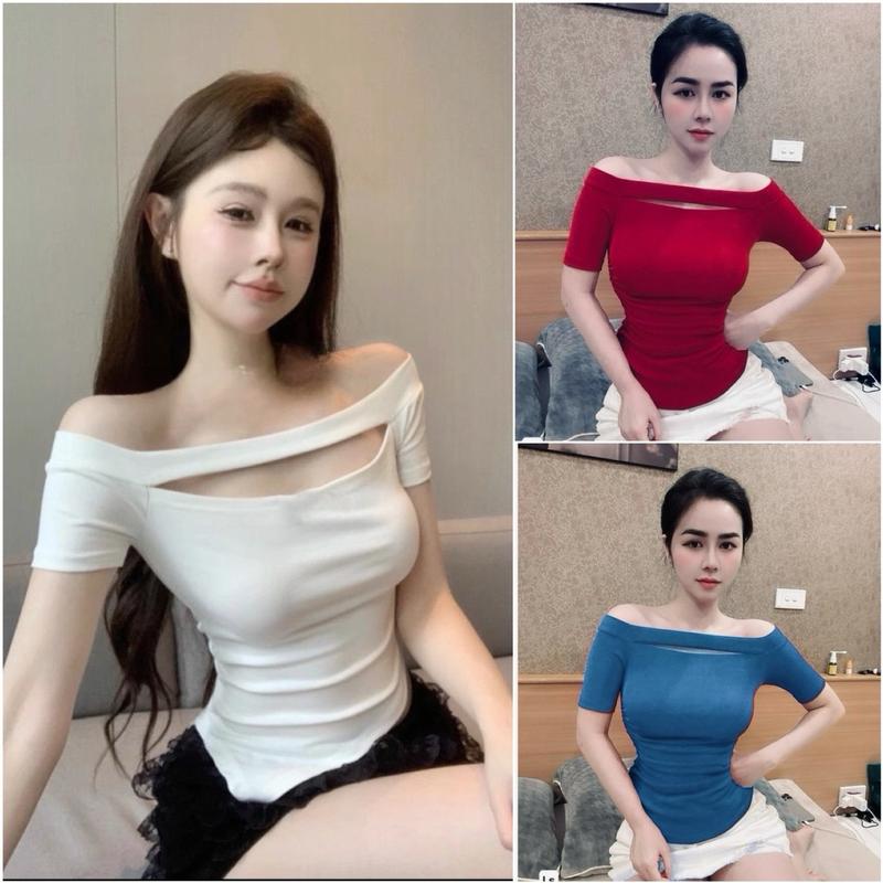Áo Thun NHŨ Trễ Vai Tay Ngắn Phối Hở. Thời Trang Cho Nữ Bigsize ( Fullsize : 45-85 kg ) Top Women