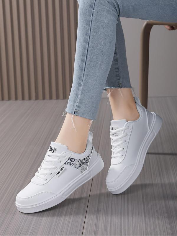 Women's Fashionable Letter Pattern Lace Up Low Top Sneakers, Casual Comfortable Breathable Sports Running Shoes, All-match Round Toe Chunky Sneakers for Daily Wear 3