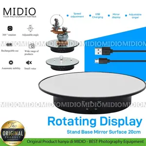 Alas Putar Display Produk 20cm Mirror Base – 360° Rotating Turntable Kamera & Fotografi Camera
