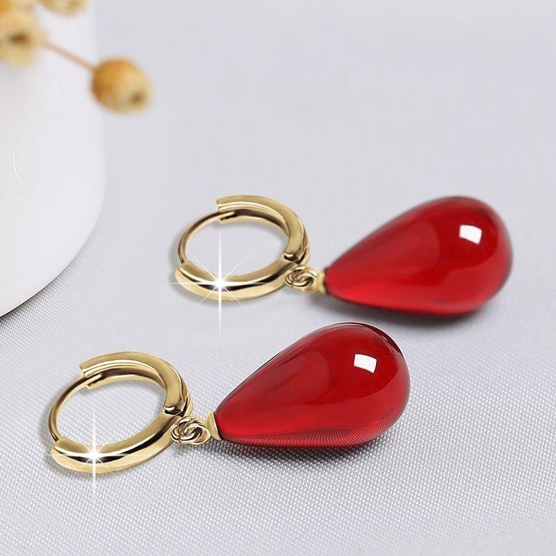 Product Introduction of New Year Style Amber Earrings Ancient Style Cheongsam Amber Earrings Pure Natural Elegant High-end Women's Earrings Autumn Winter 11