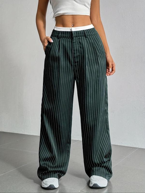 Women's Striped Print Straight Leg Pants, Casual Comfy Trousers for Daily Wear, Ladies Bottoms for All Seasons,  Trousers for Women 4
