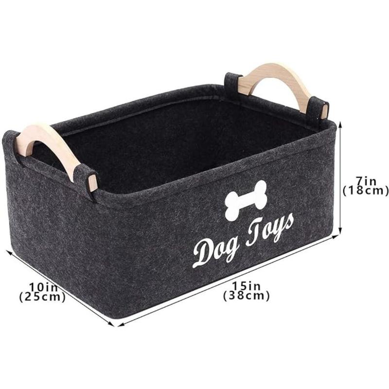 Felt Pet Toy Storage Basket, 1 Count Portable Foldable Pet Toy Storage Box, Multi-purpose Large Capacity Pet Toy Organizer, Home Organizers 1