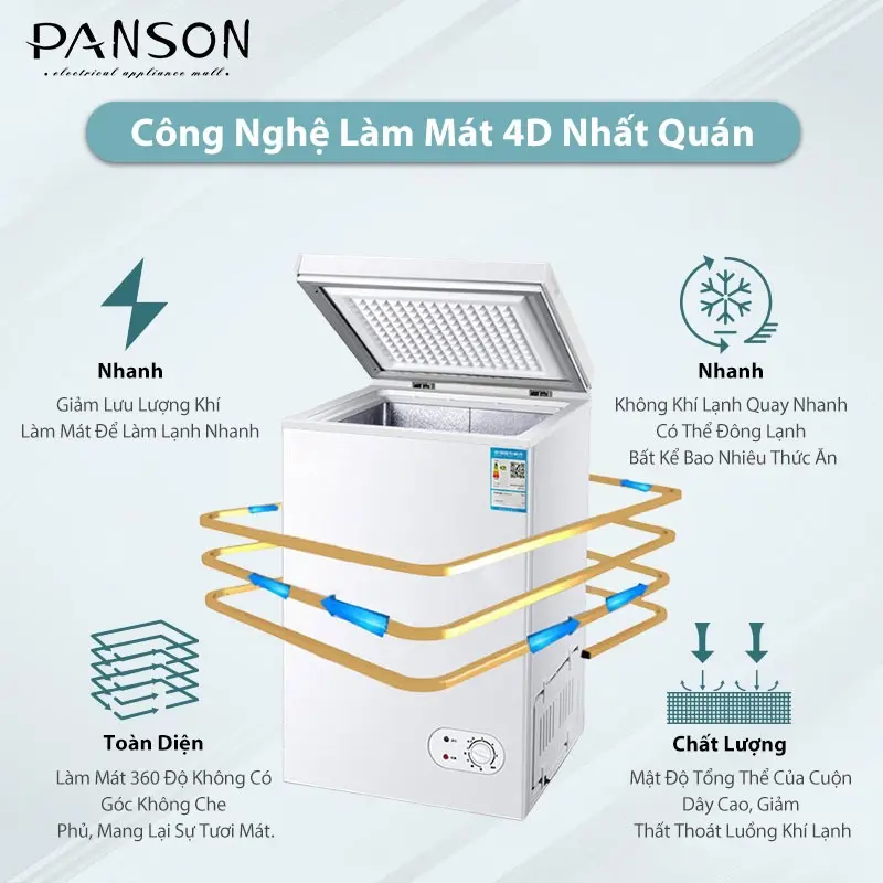 Tủ đông mini gia đình tiết kiệm điện [ 128L ] dùng trữ sữa - để Kem nội địa Trung nhập khẩu 4