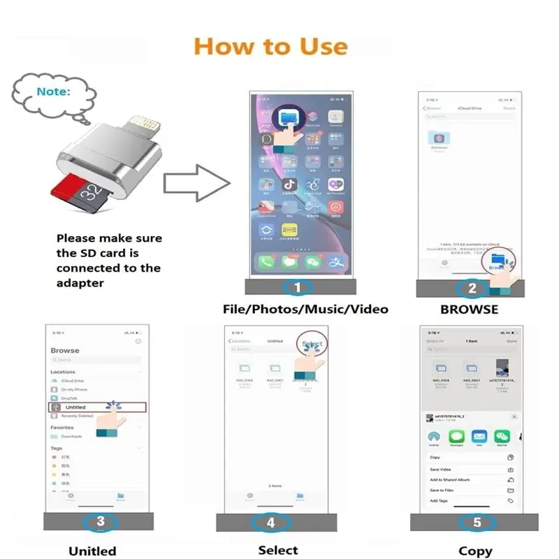 TF Card Reader for iPhone iPad, MicroSD Card Adapter Lightning MS Memory Cards Camera Reader Compatible with iPhone 14/3/12/11 / X / 8 Plus / 8/7 Plus / 7 / 6s Plus/6s/ iPad Mini/Air 3