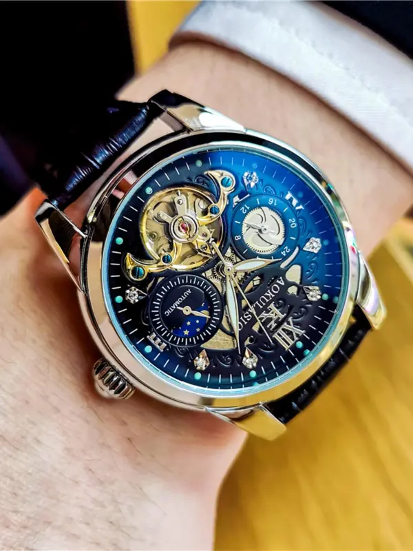 Men's Business Fashion Mechanical Watch, Fashion Watch with Luminous Dial & Analog Display, Trendy Watch for Daily Life 6