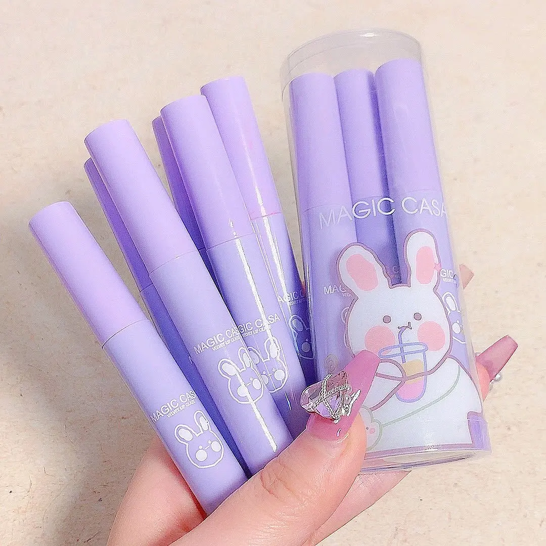 Magic Casa lipstik matte Waterproof lipglaze lipmatte lipglos velvet liptint Purpel tahan lama