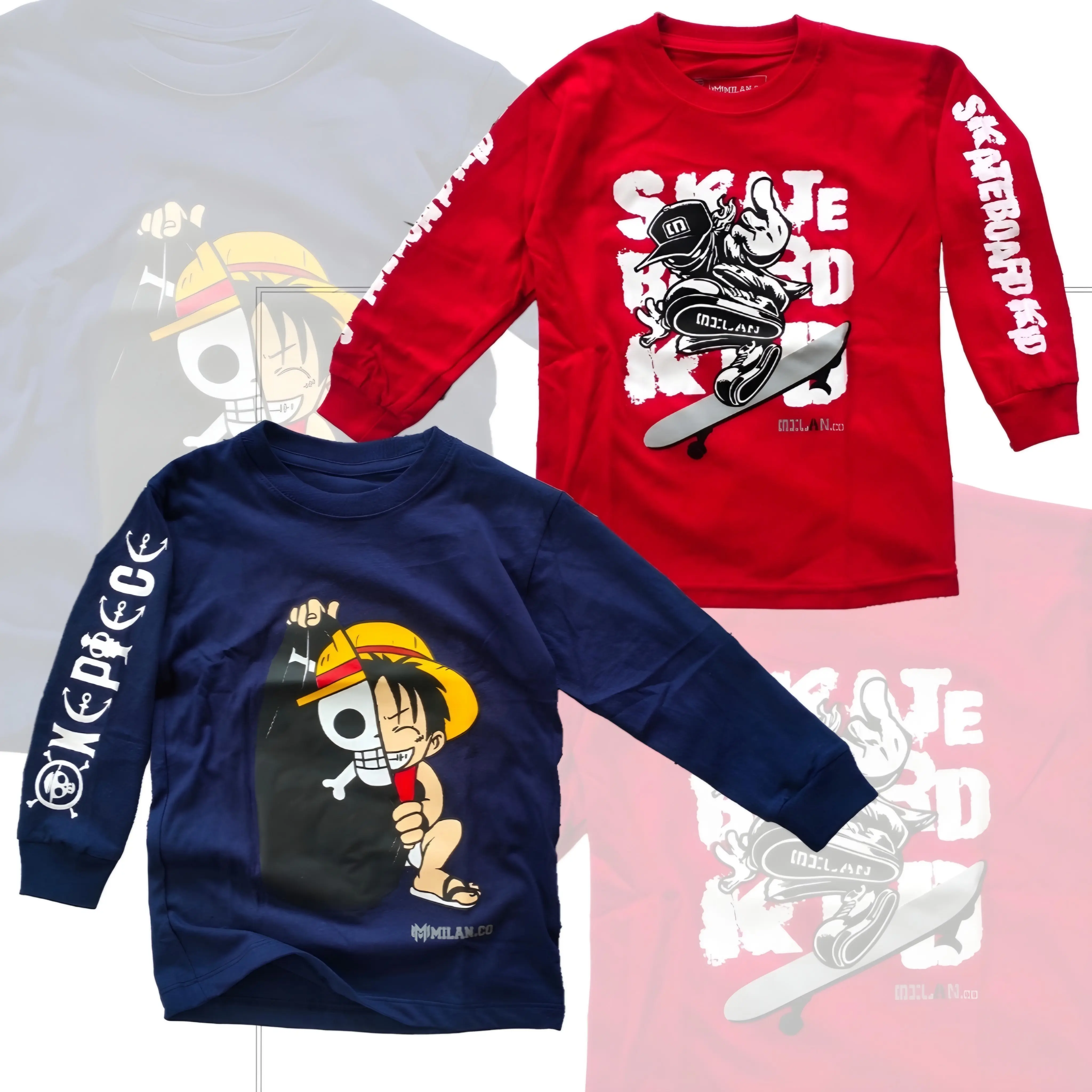 Kaos anak lengan panjang usia 3,5-14 tahun cotton combed 24s /Baju distro anak lengan panjang Katun