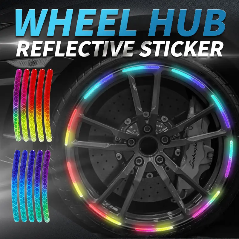 20PCS Sticker Rainbow Reflektor Velg Mobill Dan Motor Sticker Reflektor / Sticker Velg Car Kendaraan