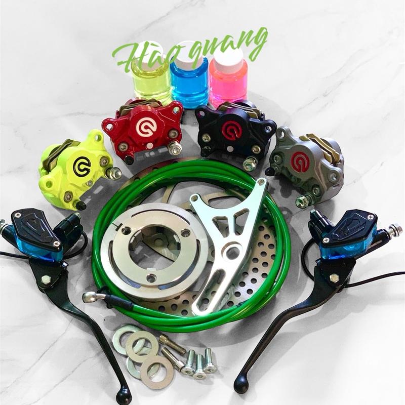 [ tặng dầu] Combo  phanh đĩa sau heo 2 pis xe điện xmen,133..vv...( không kèm tay phanh) - tặng ốc đĩa,ốc heo,long đền Heo