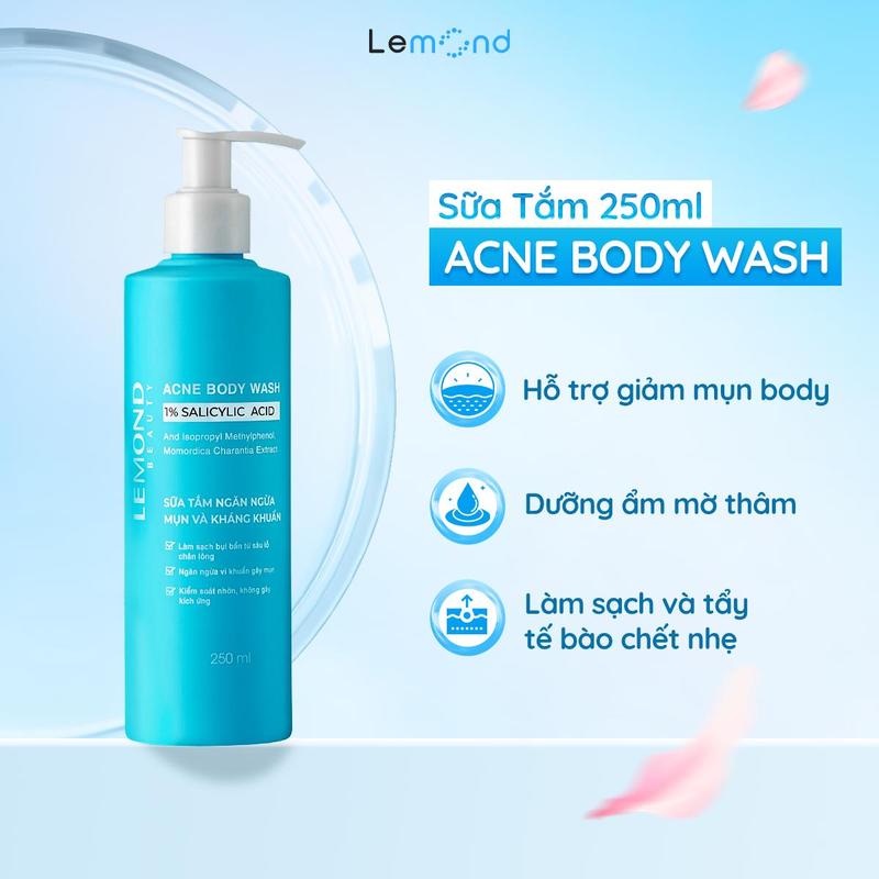 Combo Sữa Tắm Và Xịt Mụn LEMOND ACNE BODY WASH Tinh Chất Khổ Qua Hỗ Trợ Giảm Mụn Lưng 250ml Chăm Sóc Da