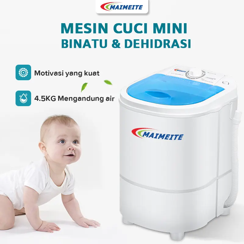 MAIMEITE Mini Washing Machine Mesin Cuci Mini Hemet Energi 4.5KG 2