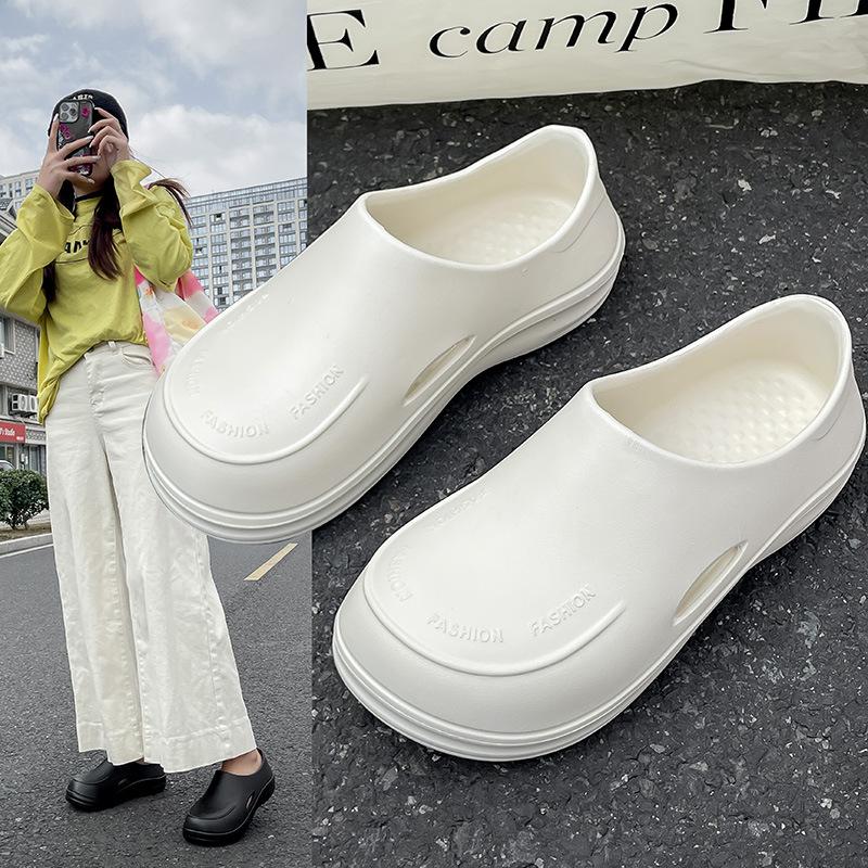 2025 Thick-Soled Closed-Toe Half Slippers for Women, Outdoor Wear, 2025 New Lightweight Non-Slip Waterproof Chef Shoes, Clogs 6