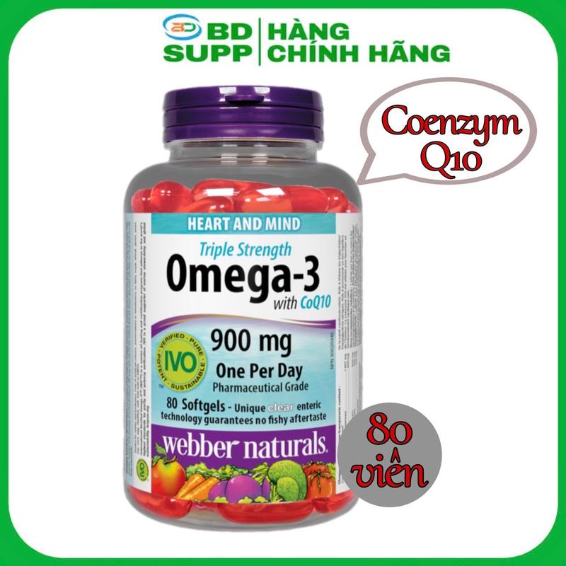 Viên uống Webber Naturals Triple Strength Omega 3 (900mg) with CoQ10, hộp 80 viên | Hàng Chính Hãng