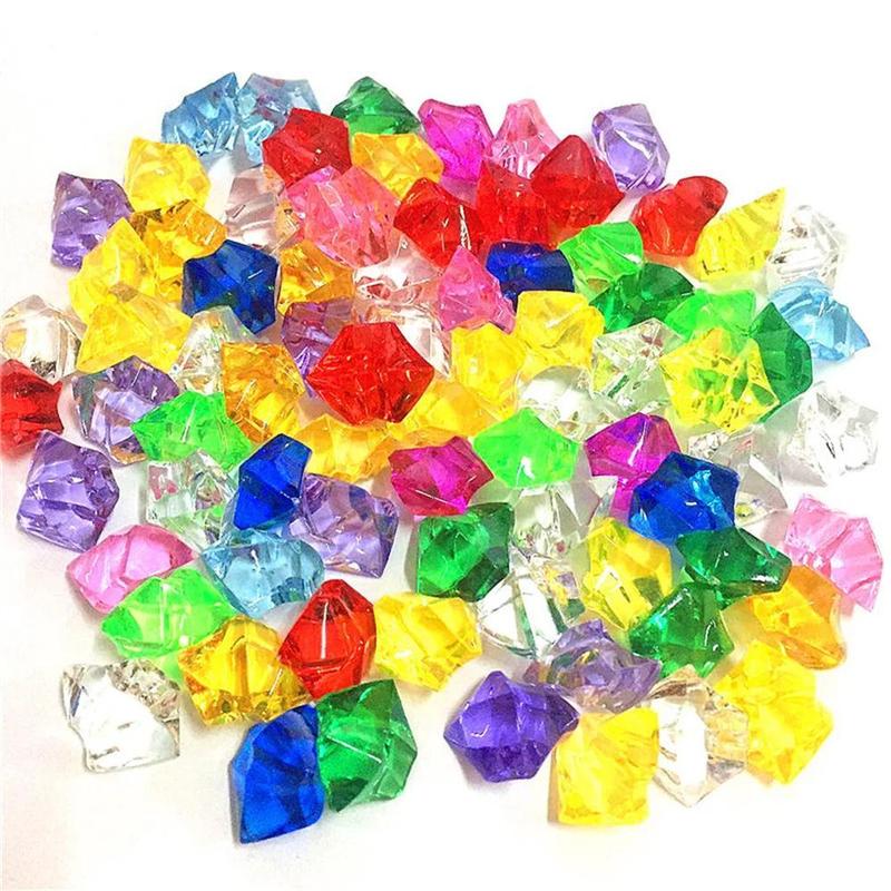 Product Introduction of 100PCS Plastic Gems Ice Grains Colorful Stones Children Jewels Acrylic Jewels Ice Counter Crystal Diamonds DIY Crafts Beads Toy 8