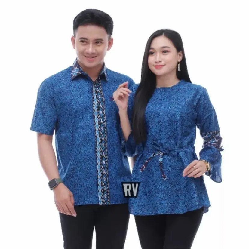 Baju batik motif terbaru couple pasangan hem atasan pria lengan pendek blus atasan wanita batik pekalongan