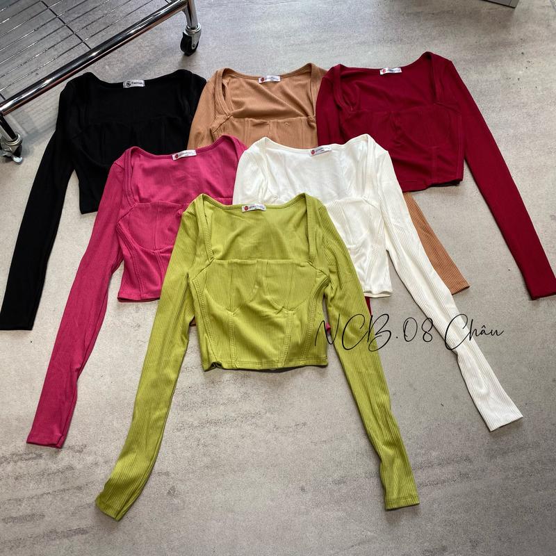 Áo Croptop Tay Dài Gân Đũa Cách Điệu BC150