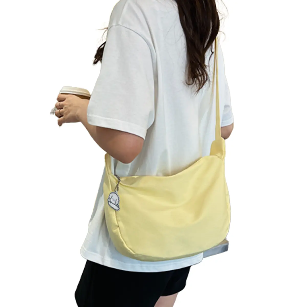 Tas Selempang Wanita Murah Impor Tas Kanvas Resleting Canvas Slingbag Hitam Unisex Cowok Cewek