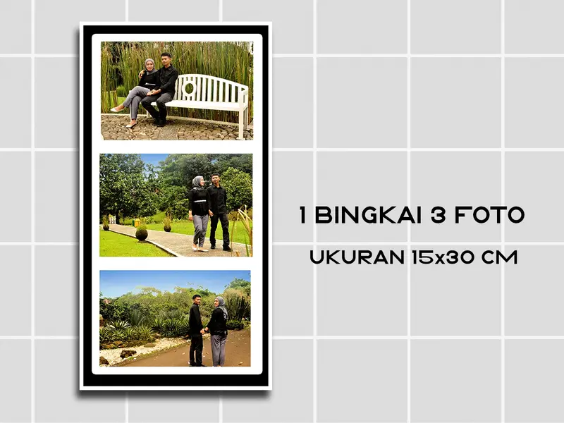 CETAK FOTO + BINGKAI , 1 BINGKAIN BISA 3 FOTO , UKURAN 15x30cm 1
