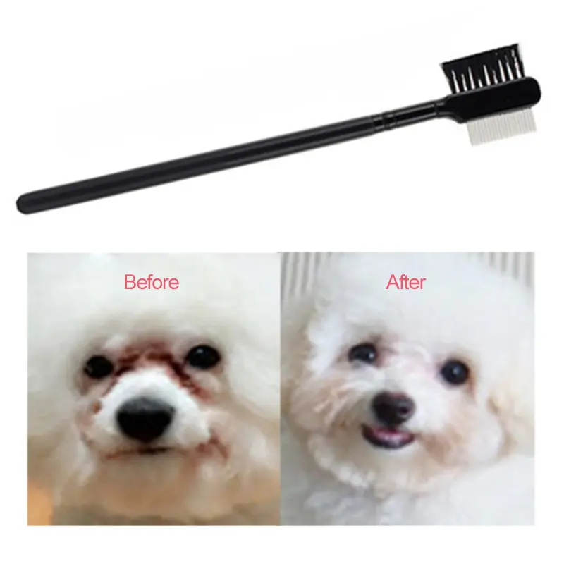 Pet Eye Comb Brush Tear Stain Remover Comb Eye Grooming Brush Double-Sided Head for Small Cat Dog Removing Crust Mucus