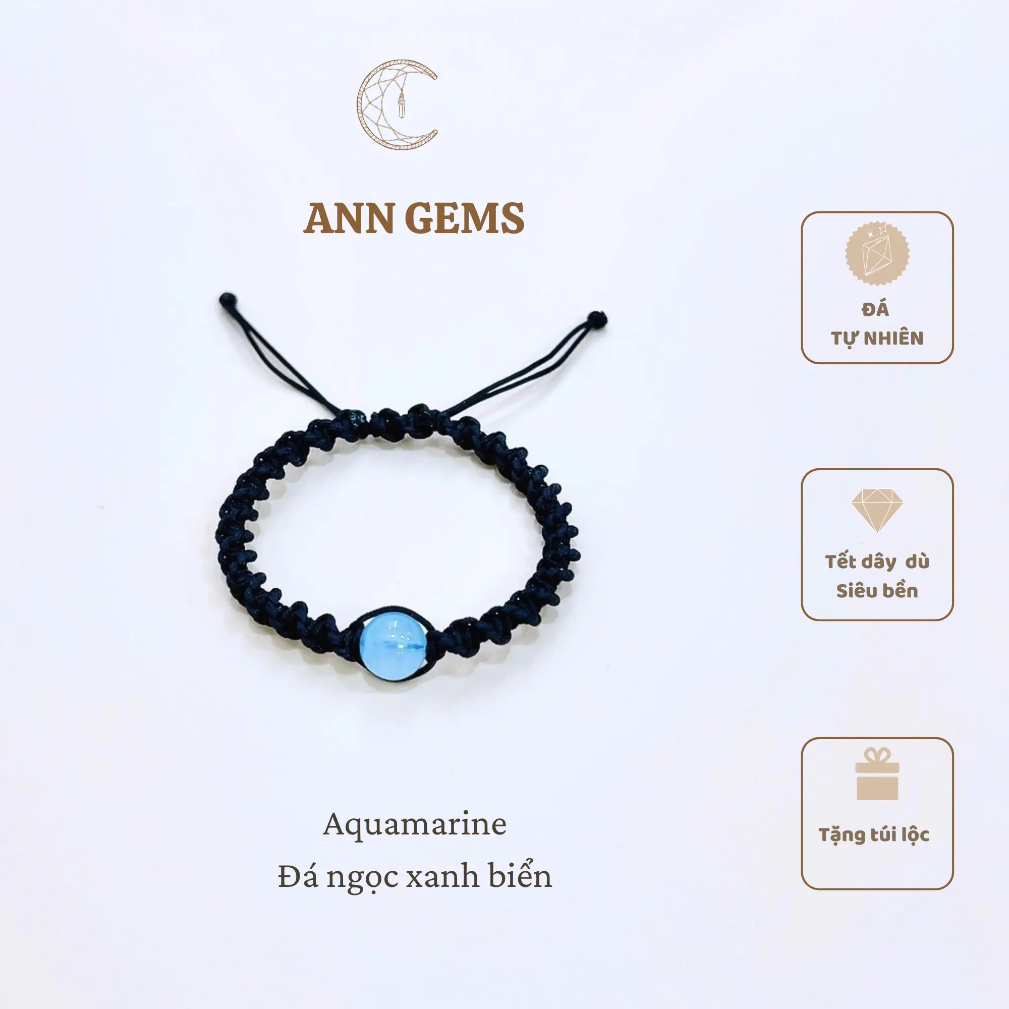 Vòng tay tết Xoắn một hạt đá - GemsbyAnn