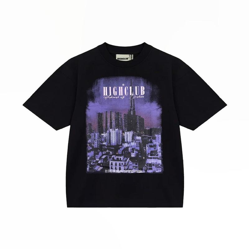 Áo Thun SAIGON Tay Lỡ Unisex Nam Nữ ĐEN Cổ Tròn - HIGHCLUB Brand Chính Hãng