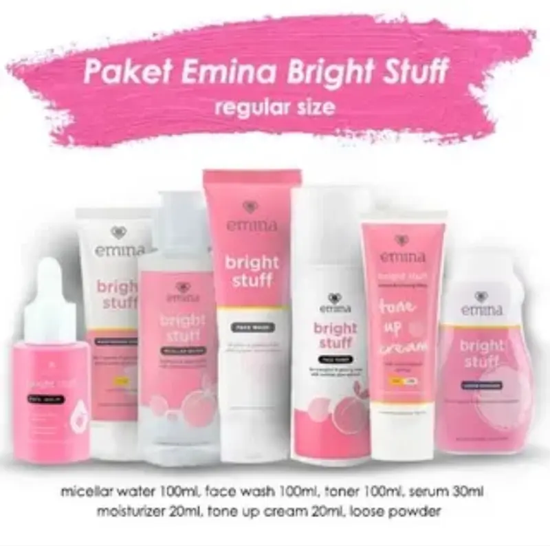 Bright Stuff Emiiiinaaa4 Paket Micellar Water / Face Wash / Face Toner / Face Serum / Moisturizing Cream 6