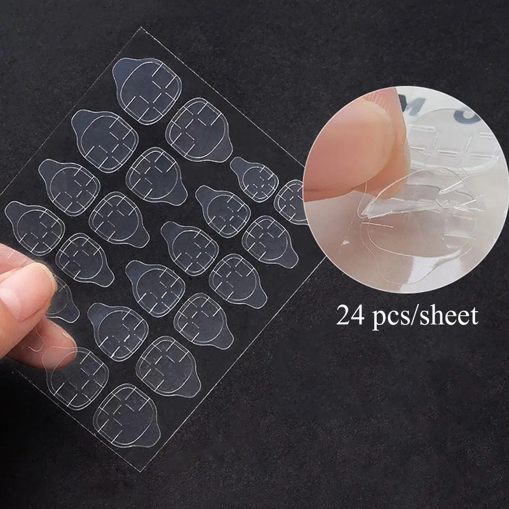 24PCS Jelly Double-sided Tape For Nail 0.5mm Waterproof Invisible Nail Jelly Glue