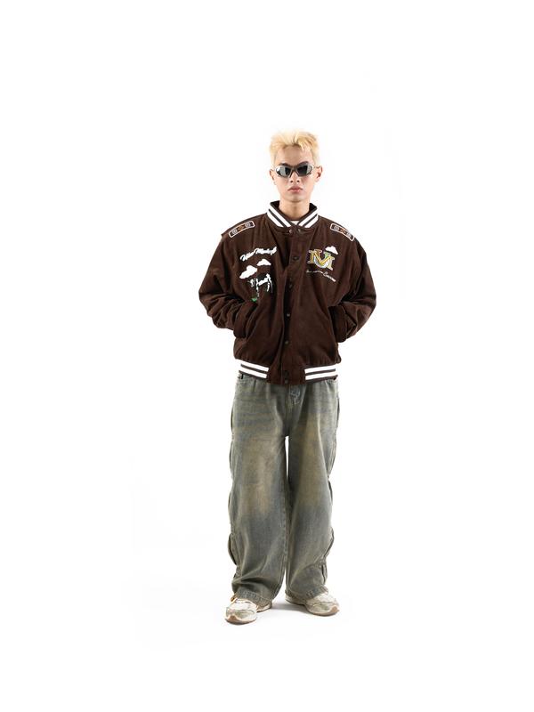 Áo Khoác Varsity URBAN MONKEY Ourfarm Nhung Tăm Chằn Gòn Form Oversize 2 Phối Màu Nam Nữ Local Brand