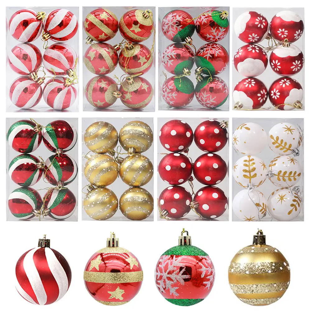 6pcs Christmas Ornaments Painted Christmas Balls Xmas Tree Pendant New Year Gift Navidad Home Decoration Christmas Ball Ornament