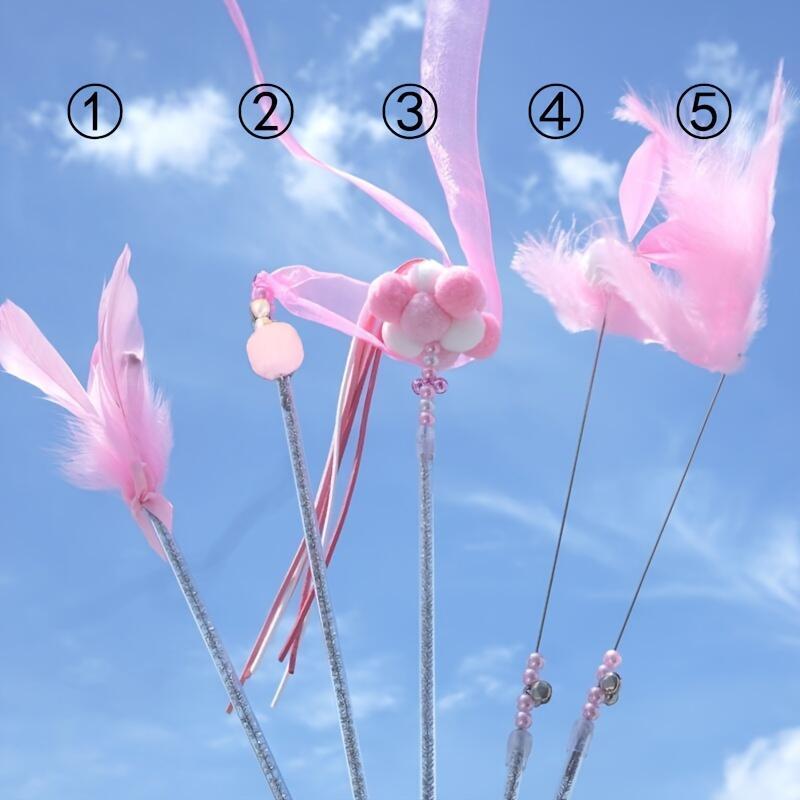 5-Piece Cat Teaser Set: Bite-Resistant Feather & Bell. Interactive Pet Supplies Must-Have! 3
