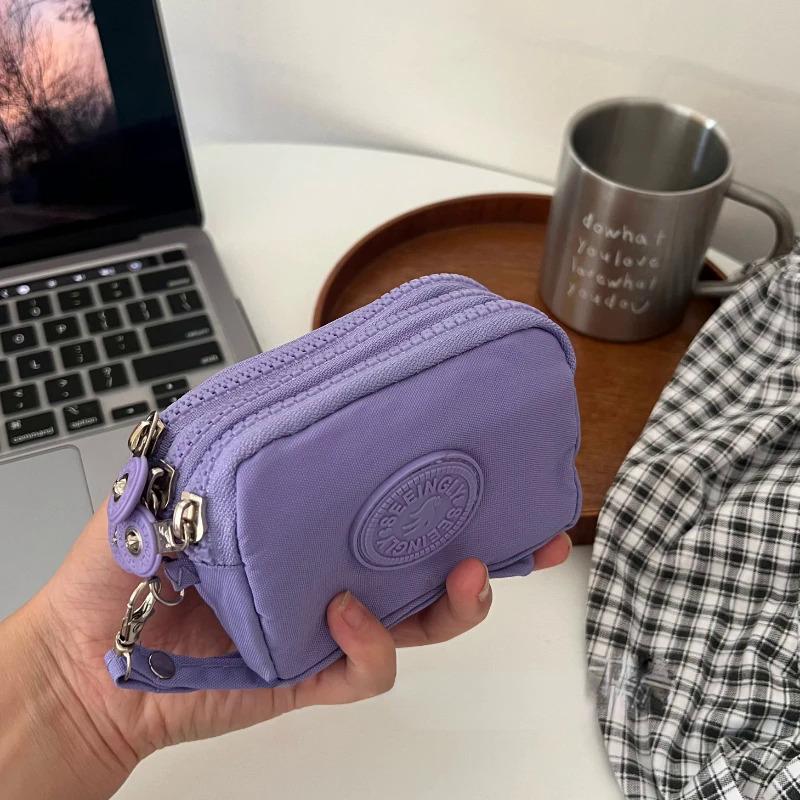  ví đựng tiền Xu Mini Túi Chìa Khóa Ví Nữ Có Khóa Kéo Chống Thấm Nước Cầm Tay Ba Lớp Chủ Thẻ Thích Hợp Cho Phụ Nữ Và Trẻ Em Gái Túi Xách Túi Đựng Tai Nghe 