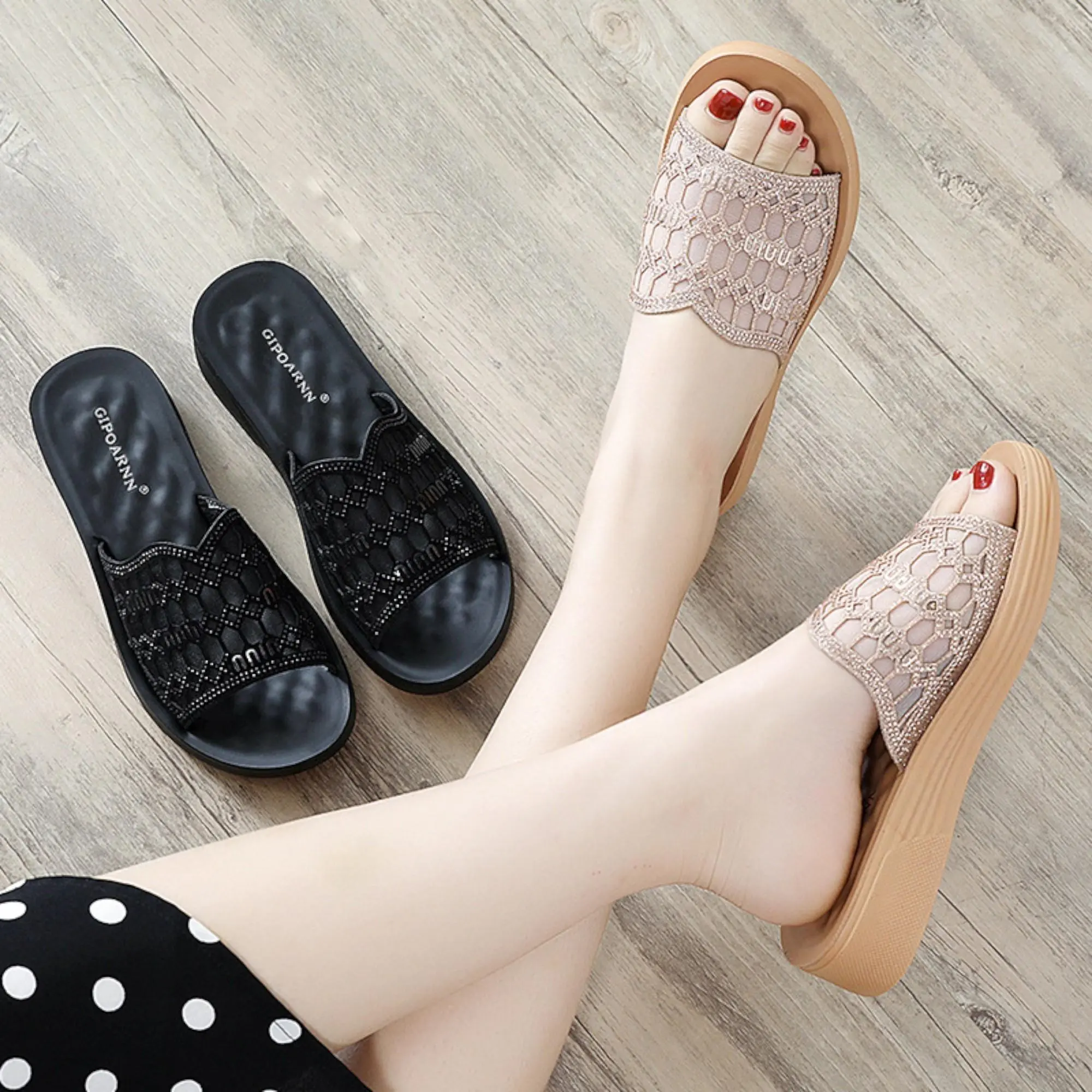 Sandal Pesta Wanita Flat Berlian / Sendal Selop Cewe Import sendal Cewek kekinian sandal vintage aesthetic selop kondangan wedge  sandals