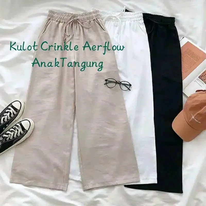 Celana kulot crinkle anak perempuan 8-16tahun / kulot anak kekinian / kulot crinkle tali / celana kulot termurah Fashion