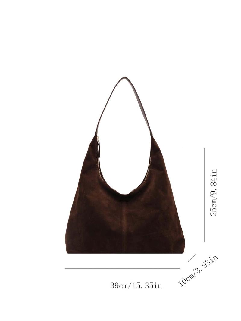 Product Introduction of Women's Solid Color Suede Shoulder Bag, Retro Fashion Shoulder Bag for Daily Used, Casual Trendy Versatile High-quality Daily Commuting Bag, Girl Fashionable Bag 1