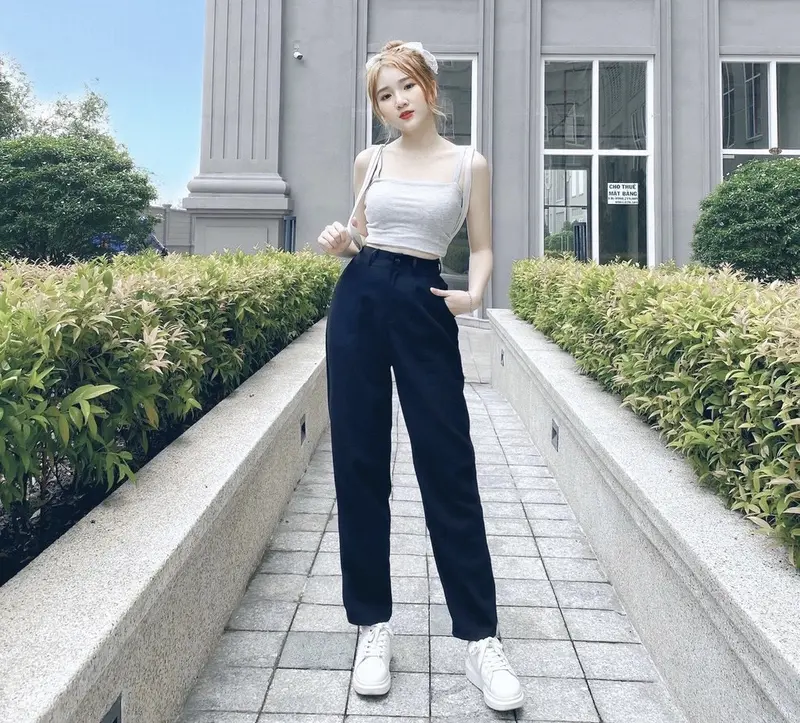Quần tây công sở nữ, 1 khuy khoá trước, lưng cao, đi học đi làm đều xinh 0