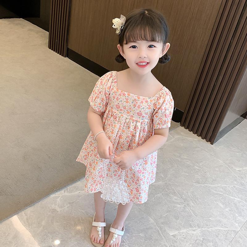 （COD）dress Korea baru untuk anak perempuan kecil - Motif bunga yang menggemaskan dan hiasan pita, lengan bergembung, bahan lembut dan gaya longgar dress  an gaun  kupu Fashion Baju 7