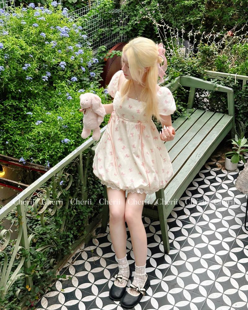 Product Introduction of Đầm Bí Họa Tiết Nơ Hồng - Sana Mochi Dress (Ảnh thật Chérii chụp) 25