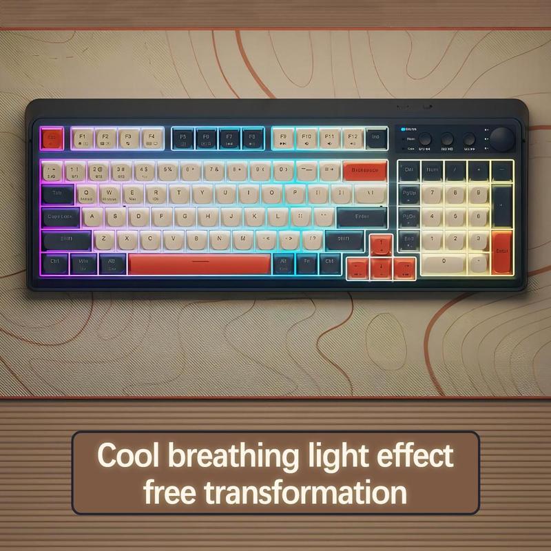 Product Introduction of LINGBAO LB-K01 Wireless Keyboard, Rechargeable 99 Key Mechanical Feel Keyboard with RGB Backlight, Multifunctional Keyboard for Laptop Desktop Game Office 8