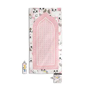Customkids Sajadah Travel Anti Slip Anak Perempuan Waterproof untuk Traveling Original Kids Series Motif Muslim Printing Tipis