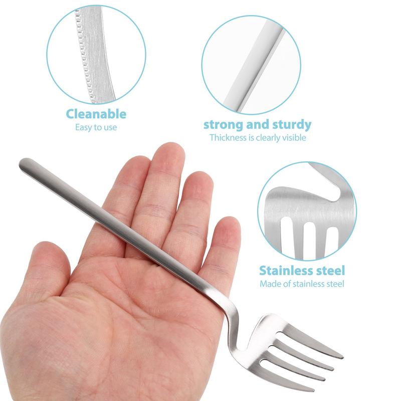 Matte Cutlery Set,Stainless Steel Dinner Tableware,Flatware Set,Knife Fork Spoon Dinnerware Set Party Set(Silver,4 PCS) 4
