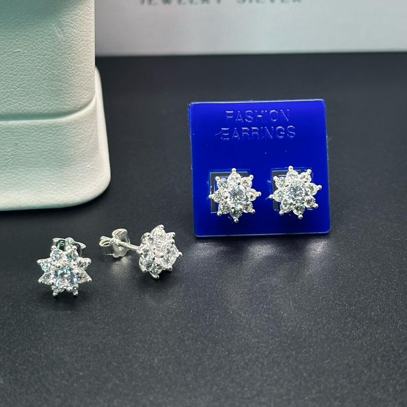 Khuyên tai hoa 8 cánh đính đá lấp lánh chất liệu bạc 925 Hiphinh Jewelry HJ06 0