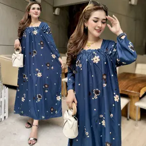 LONGDRESS FUJI BUNGA LD 120cm DASTER RAYON ADEM MURAH GRIYA BATIK