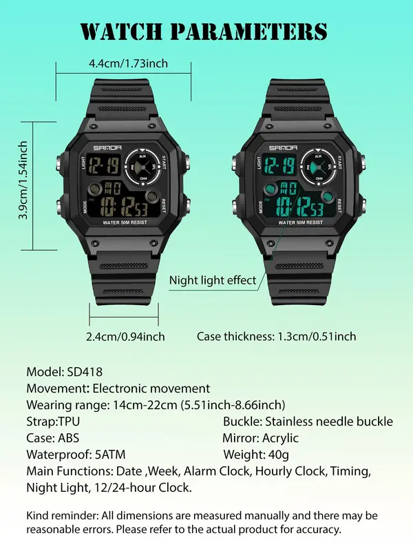 Men's Fashionable Digital Watch, Casual Sporty Digital Watch, Trendy Multifunctional Watch for Daily Life 1